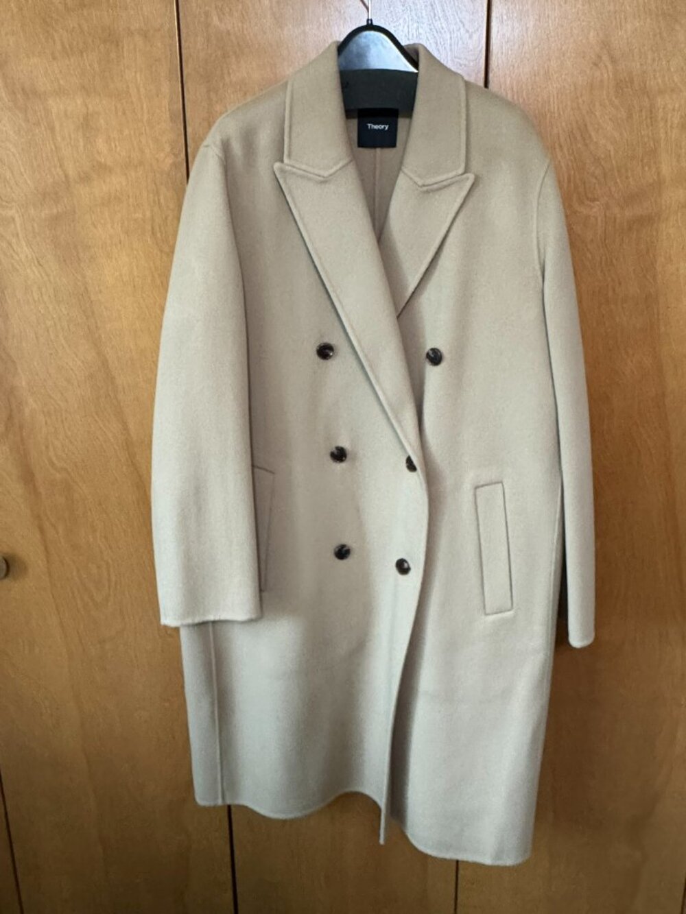 Theory Double-Breasted Coat in Double-Face Wool-Cashmere Size L